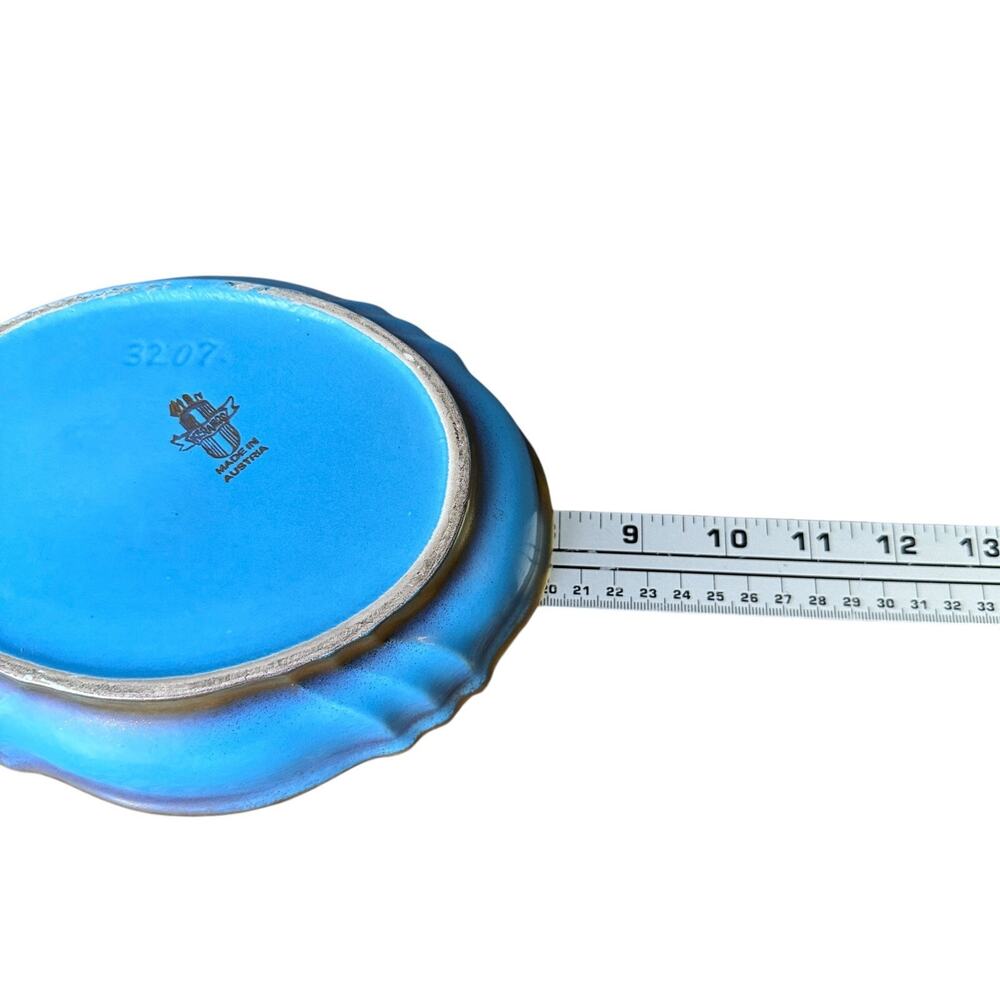 Vintage Wien Keramos Ceramic Dish with‎ Lid 8" Blue & Metallic Gold Matte 3207 - Picture 11 of 11